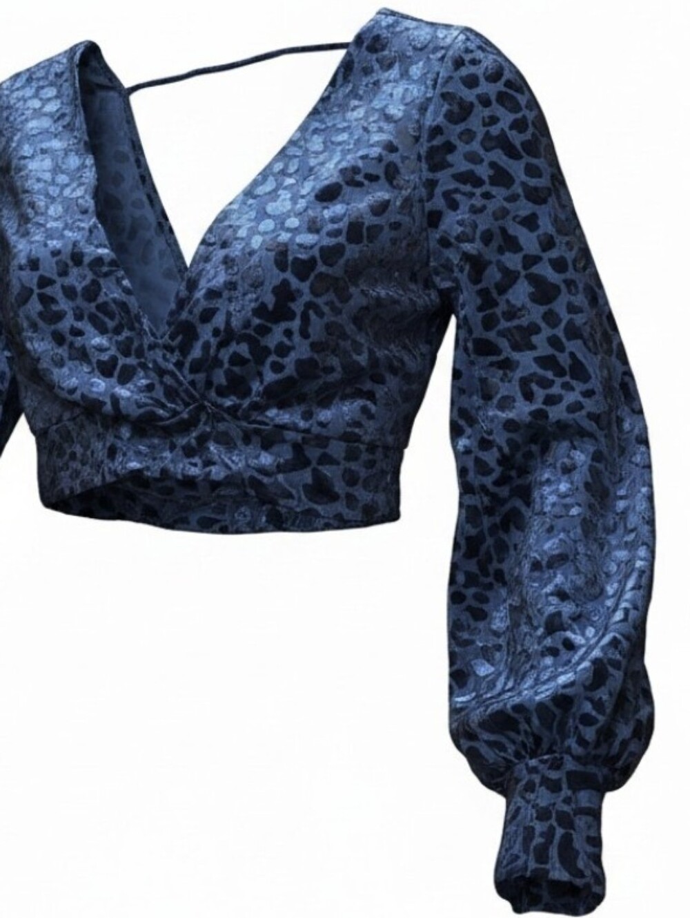 WINDSOR | Black Burnout Velvet Leopard Tie Back Crop Top Gothic Party‎ | L